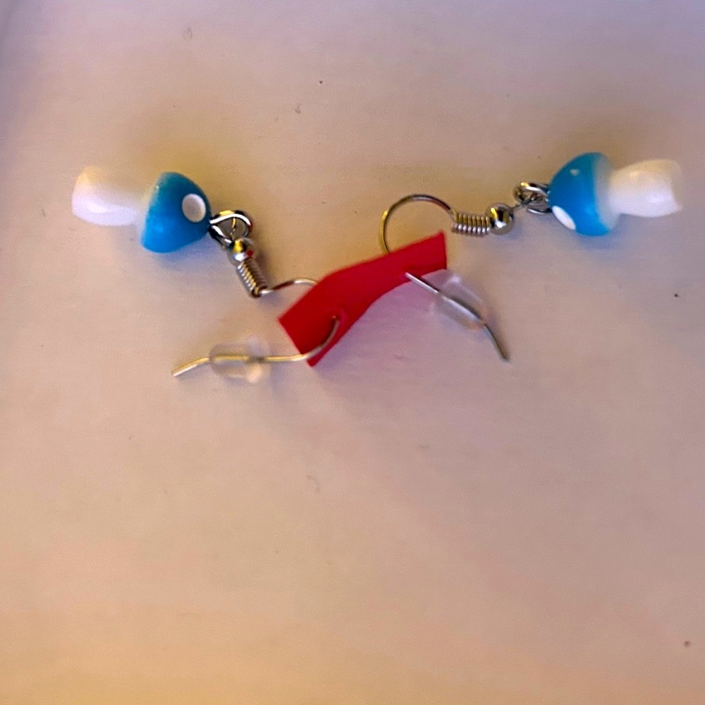 Another magical nwt mushroom blue set of ceramic shroom earrings SUPER RAD COOL